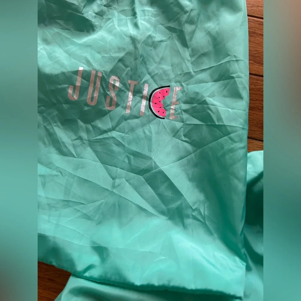 Justice Girls windbreaker Rain Jacket sz 10 packable